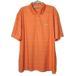 NIKE‎ GOLF FITDRY WOOD WIND GOLF CLUB STRIPED POLO MENS XL ORANGE WHITE
